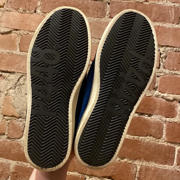 P448 Black Leopard and Blue Velvet Sneakers - Picture 4 of 7